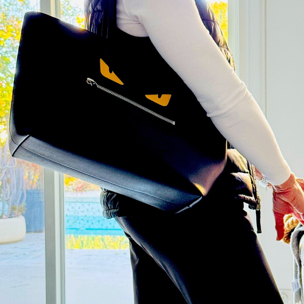 Fendi black leather Monster Tote!
Great work tote light weight!